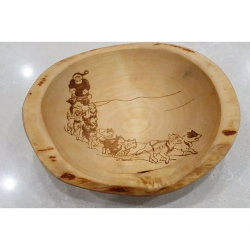 Christmas Wood Bowls with Holders The Great Alaskan Bowl Co  Set/2